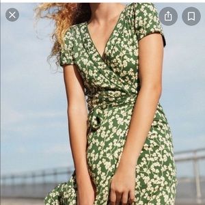 Kimchi Blue Green Floral Wrap Dress